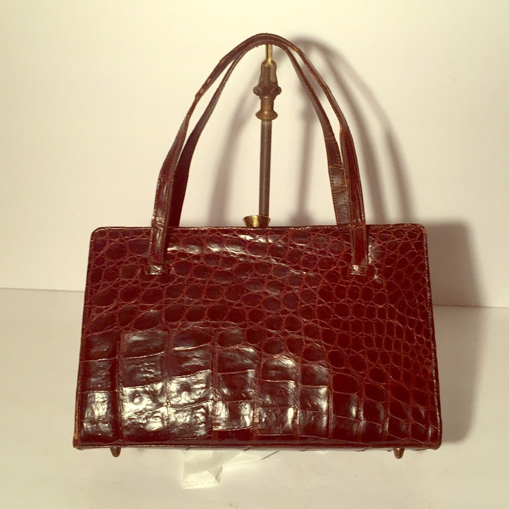 Vintage Genuine Big Block Crocodile Handbag,
